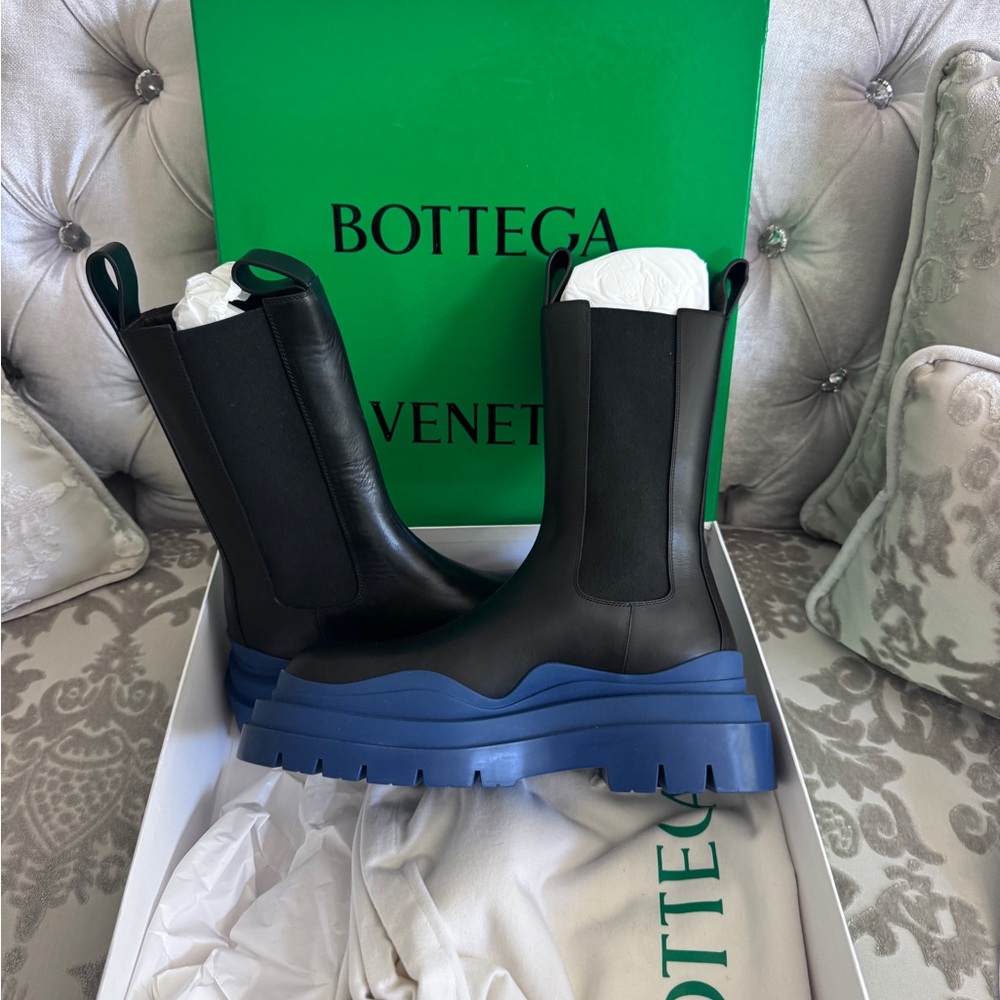 Bottega Veneta Black and Blue Chunky Boots